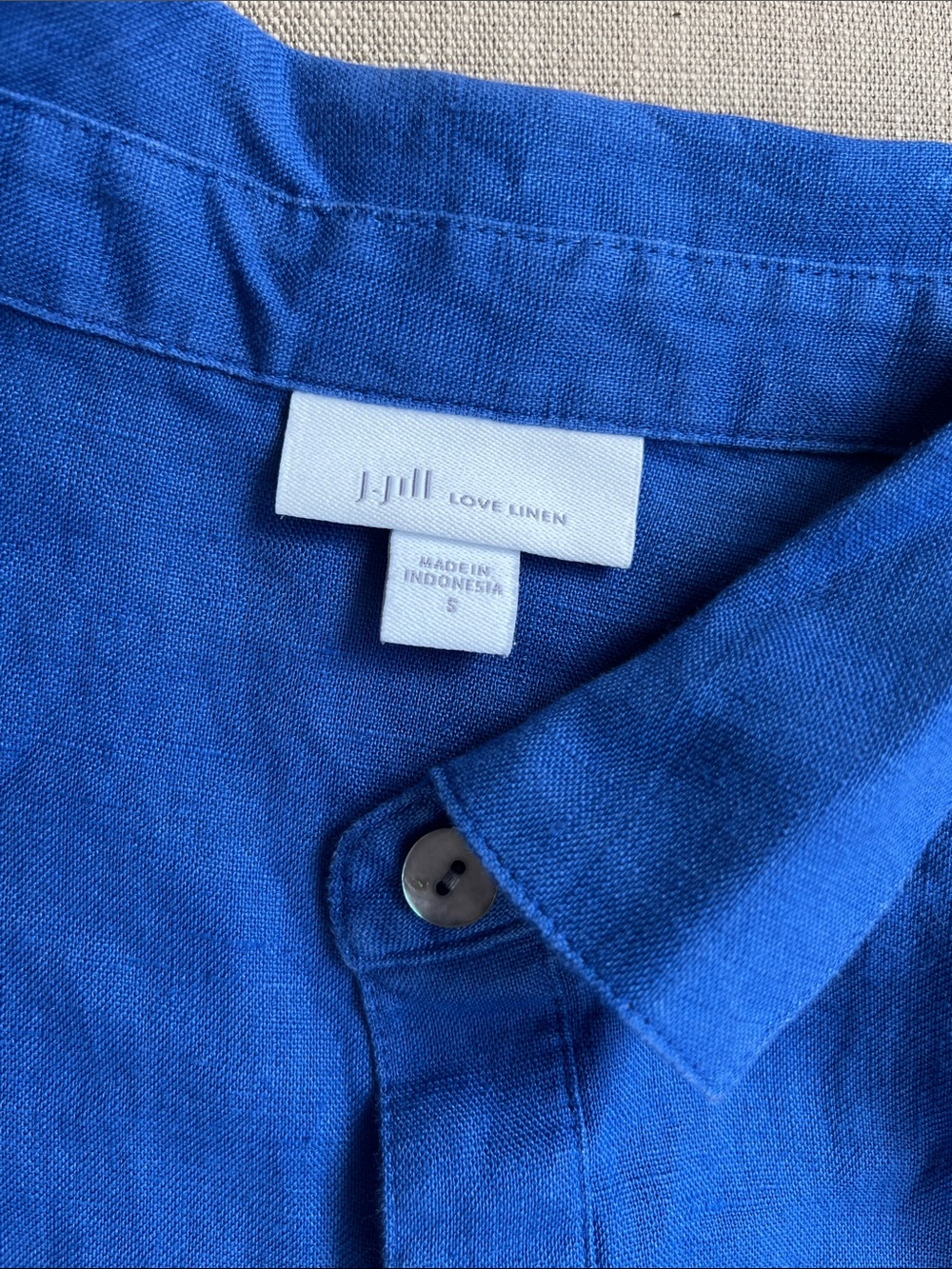 J. Jill Blue Love Linen Midi Dress Lagenlook Pockets Long Sleeve Blue Small - Picture 7 of 8